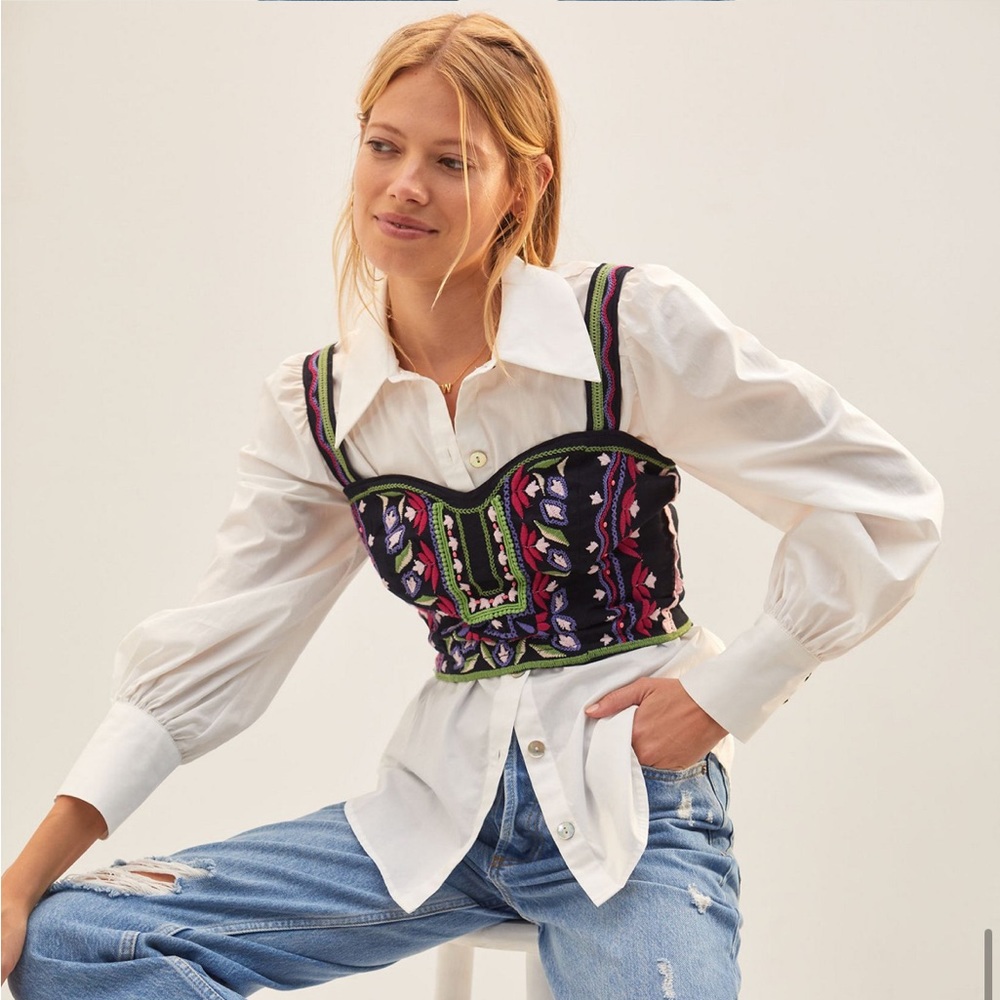 Anthropologie Embroidered Corset